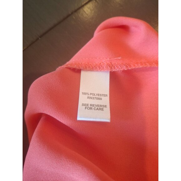 Cato Est 1946 Womens Blouse M Coral V Neck Lightweight Flowy Lagenlook Preppy - Picture 5 of 8